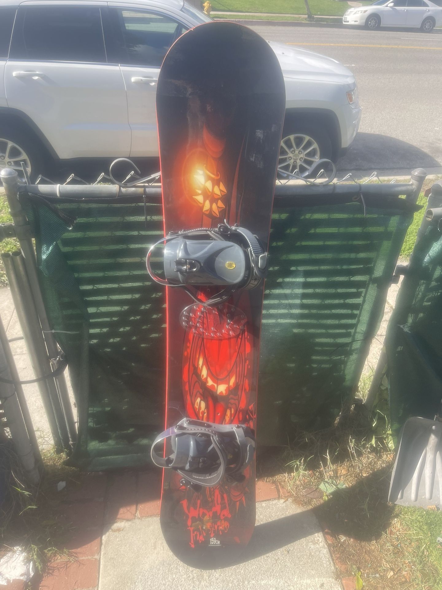 World Industries Snowboard 159 Cm With Large Lamar Bindings With Real Nice Travel Bag