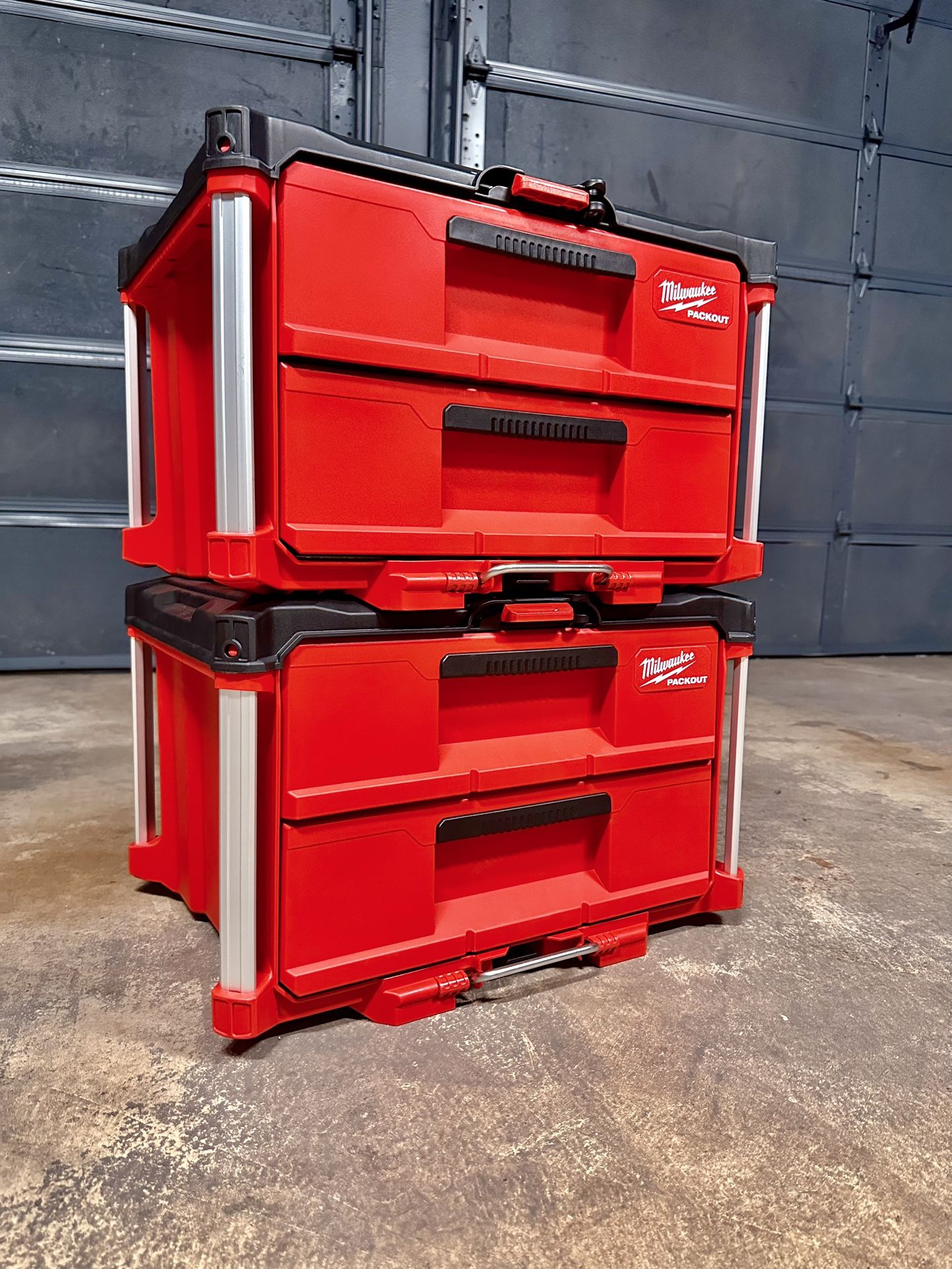 Two New Milwaukee PACKOUT 22” Inch 2-Drawer Tool Box