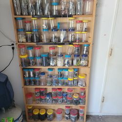 Storage Rack With Jars And Hardware 