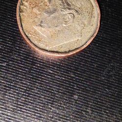 19?? Dime Stamped On Penny Planchette Very Rare 