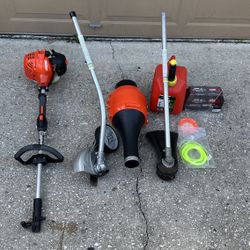 ECHO 225 Combo 21.2 cc Gas 2-Stroke Attachment Capable Straight Shaft String Trimmer Speed-Feed Head Edger & Blower With Oil String Gas Can Yard Tool