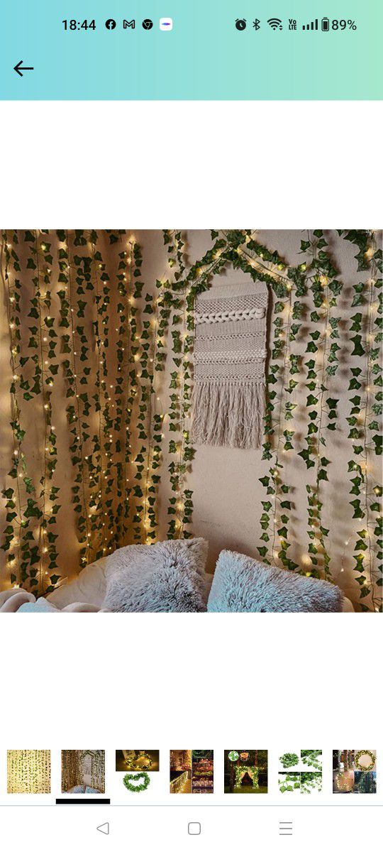  12 Pack×2bag Fake Vines for Room Decor with 100 LED String Light Artificial Ivy Garland Hanging Plants Faux Greenery Leaves Bedroom Aesthetic Decor f