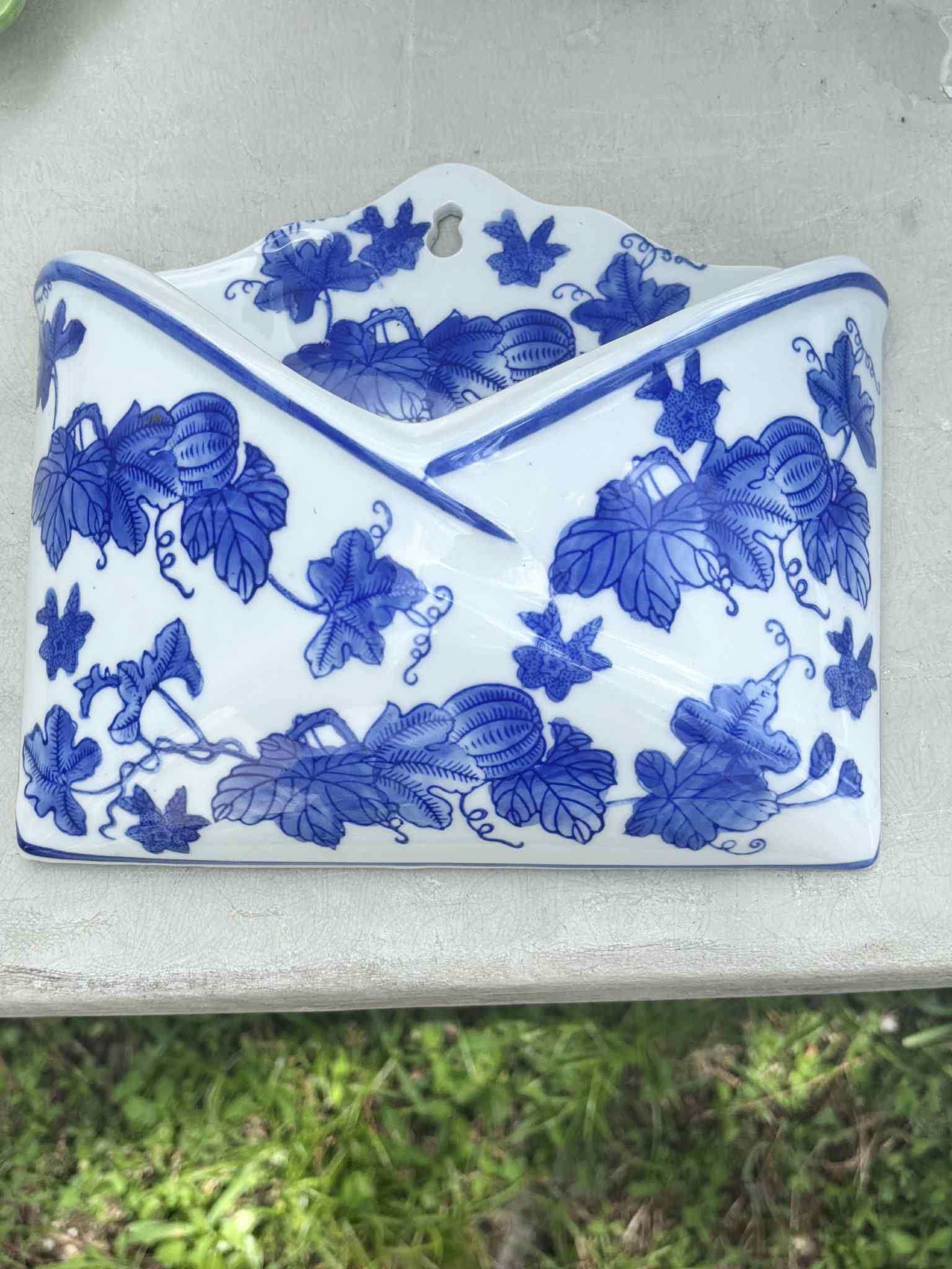 Vintage porcelain wall mail holder