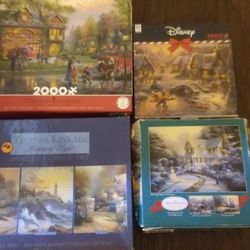 Lot Of 4 Thomas Kinkade Jigsaw Puzzles 13.00