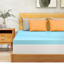 Queen Cooling Gel Memory Foam Mattress Topper 4 Inch Pressure Relief Bed Pad