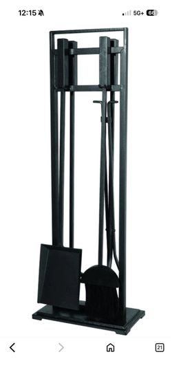 Fireplace Chimney Brown Iron 5 Pc Set
