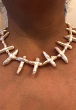 Cross pearl necklace 925 sterling silver