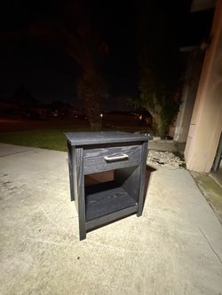 Black Nightstand with Drawer and Shelf