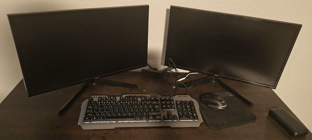 Dual Monitor, RGB Keyboard And Mouse
