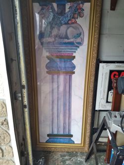 Yuriko Takata Lot 226: FRAMED YURIKO TAKATA WATERCOLOR LION COLUMN