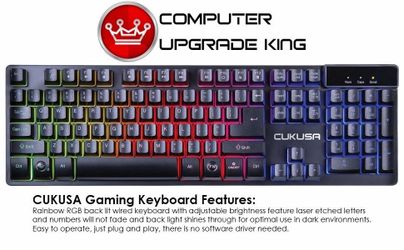 CUKUSA Rainbow Backlit 104 key Gaming Keyboard