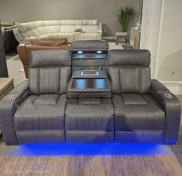 Power Recliner Sofa with Drop Table and Floor lights!