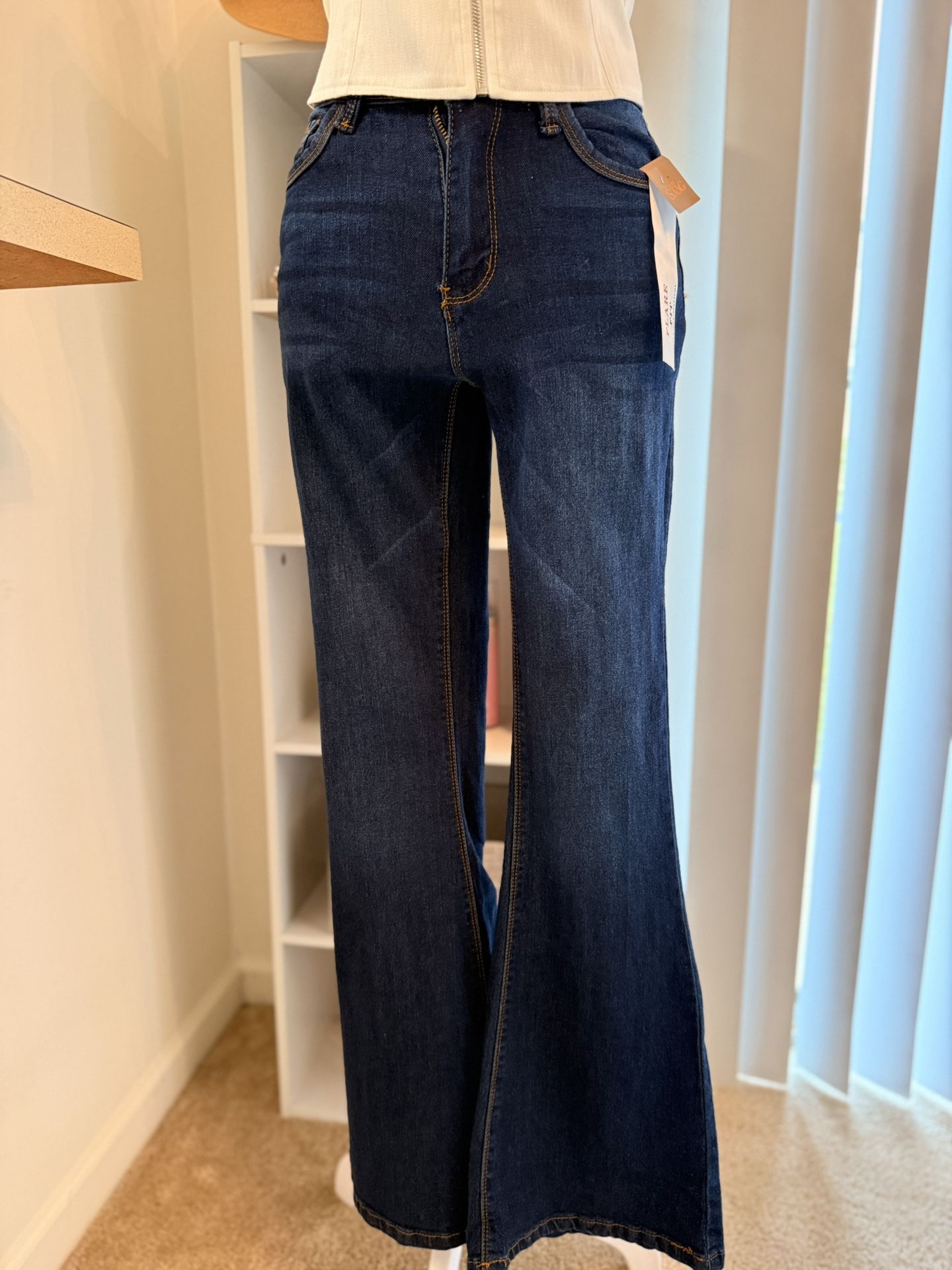 Blue flared jeans