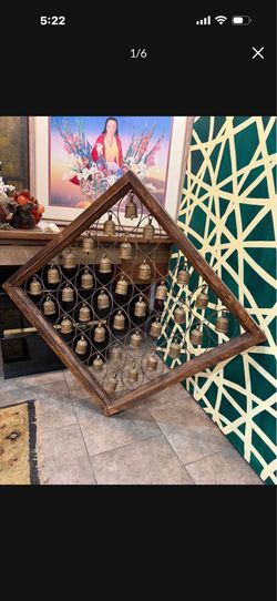 Antique wood brass bells 31 by 31