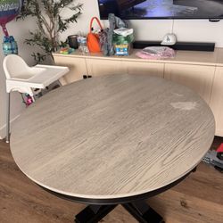 Hagen Black + Grey Wood 44" Round Dining Table Set For 4 | Bentwood | Pedestal