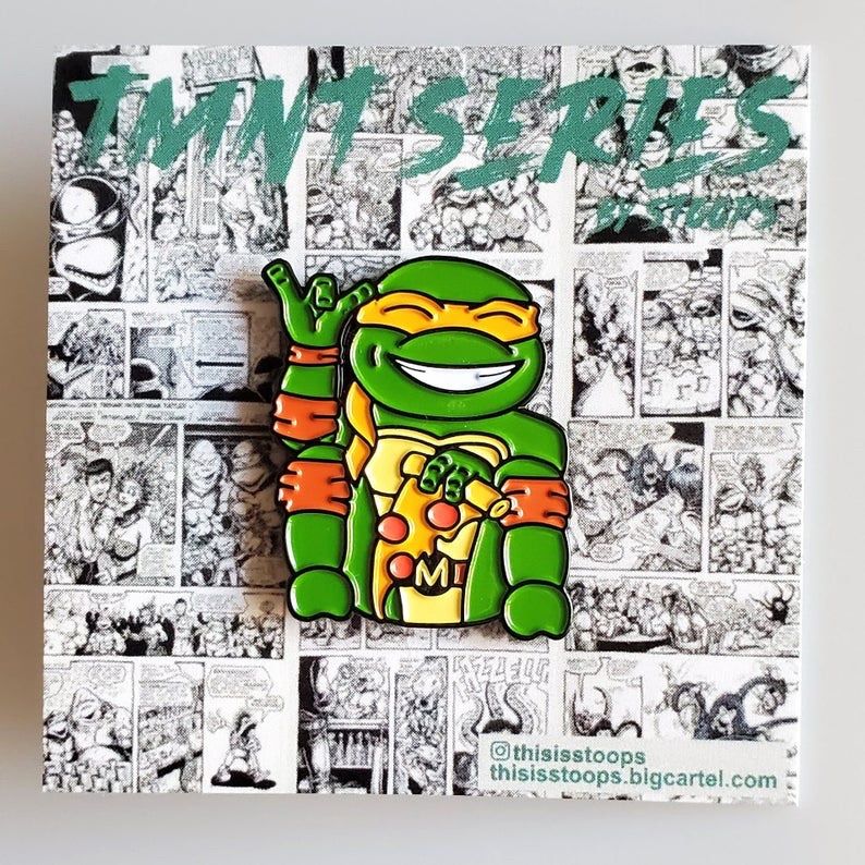 TMNT Ninja Turtles Enamel Pin Set Michelangelo Lucky Cat Pin