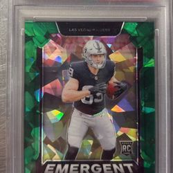 2024 Prizm Brock Bowers Emergent Green Ice Rookie Card • PSA 10 GEM MINT A must-have modern Raiders