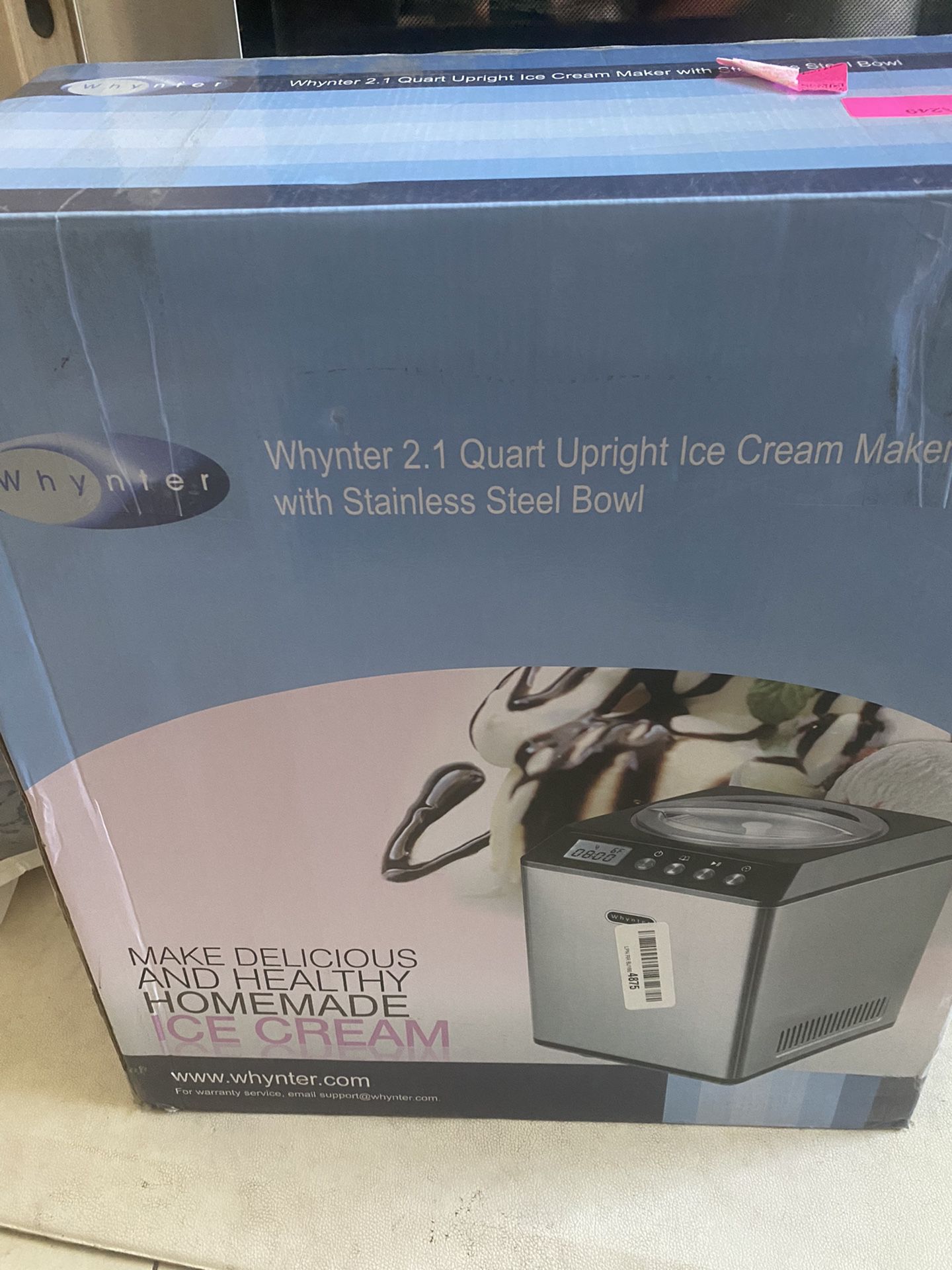 Whynter 2.1 Qt. Upright Ice Cream Maker With Stainless Steel Bowl