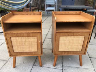Attractive MCM Design Rattan nightstands