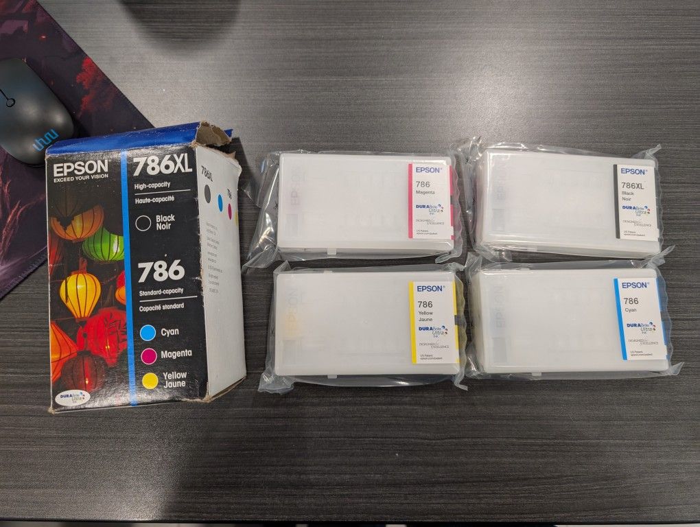 Epson T786XL/T786 Black High Yield and Cyan/Magenta/Yellow Standard Yield Ink Cartridge 4/Pack (T786XL BCS)