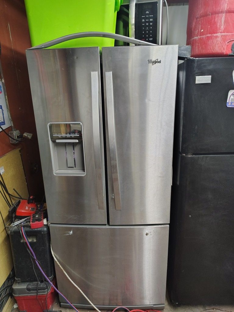 Super Clean Whirlpool Stainless Steel Triple Door Fridge
