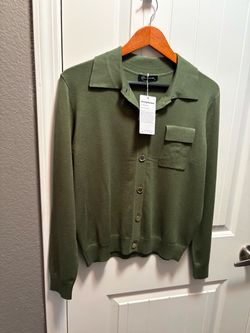 PRETTYGARDEN Knit Polo Cardigan, Olive Green (Size S)
