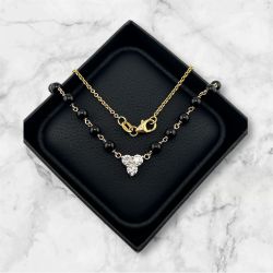 14k Yellow Gold Black Beads Diamond Pendant Jewelry