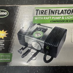 Tire Inflator With Raft Pump & Light