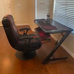 Complete Gaming Station - Eureka RGB LED Desk & True Innovations Bluetooth Audio Pedestal Chair $200