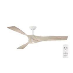 Blaire 52 in. Indoor/Outdoor White Ceiling Fan with Natural and Warm White Blades