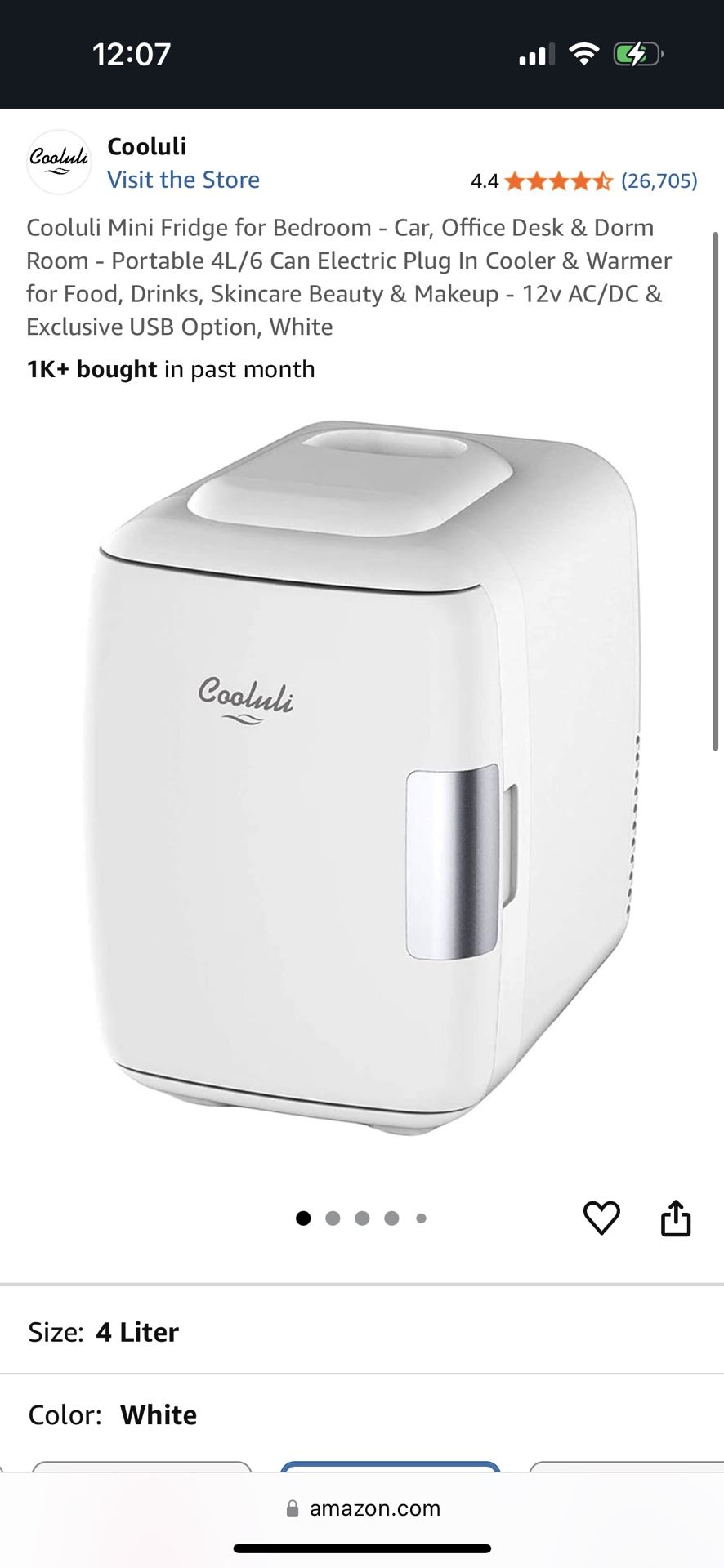 Cooluli White Skincare Mini Fridge
