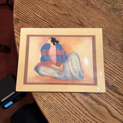 R.C. Gorman Crystal Tile Vintage Navajo Crystal Wall Art Native American Woman