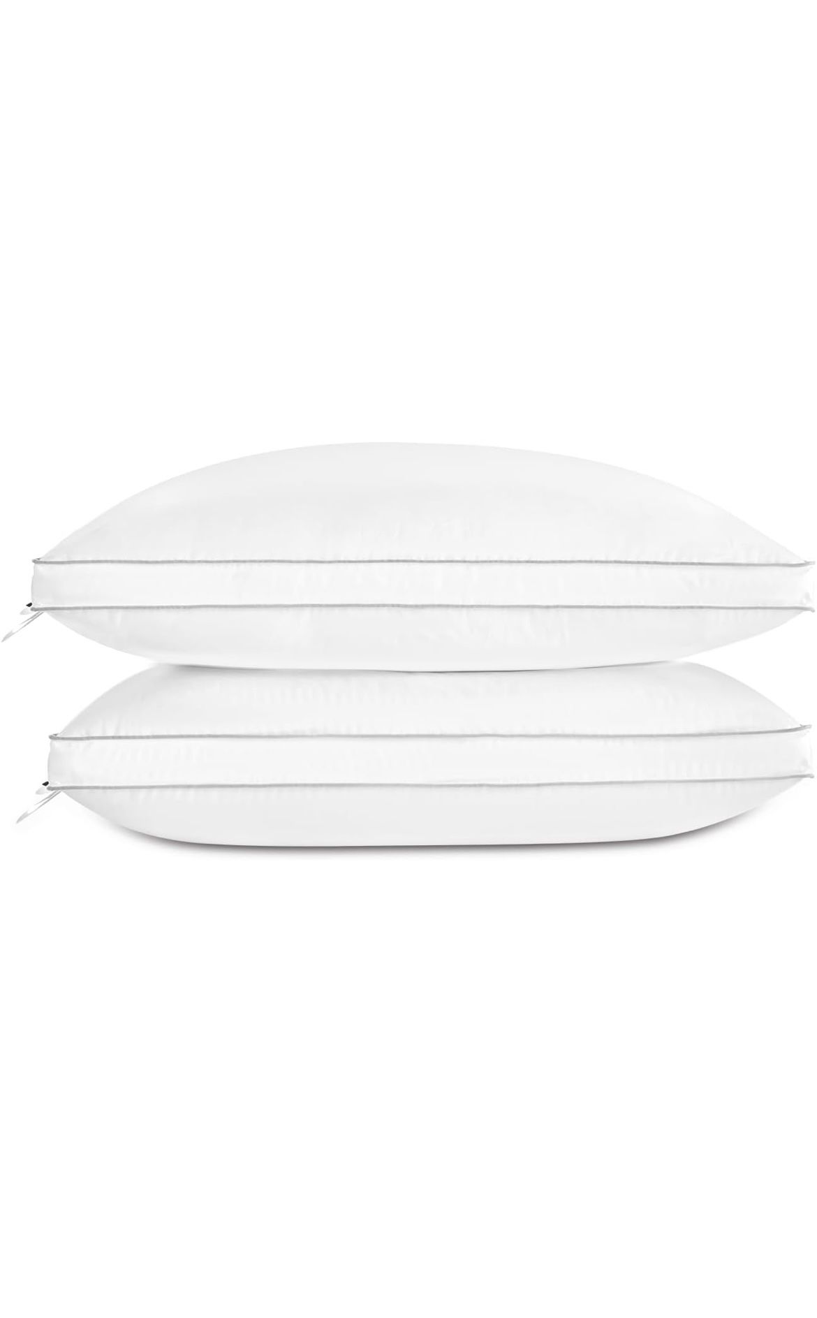 Globon Luxury Feather Down Pillow Standard Queen Size for Sleeping, Hotel Collection Fluffy Pillow, Medium Gusseted Bed Pillows, 18"X26", Pack of 2