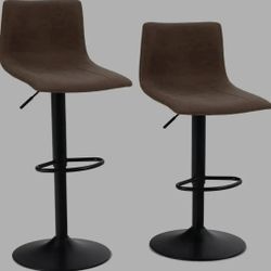 ALPHA HOME 2 Pack Bar Chairs, 360 Degree Swivel Bar Stools Set of 2 with PU Leather, Counter Stools for Kitchen Counter with 300 LBS Capacity, Adjusta