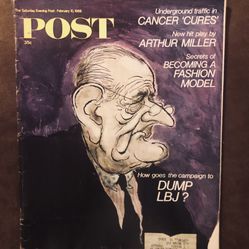 The Saturday Evening Post February 10 1968 Lyndon B. Johnson Illustration Cover