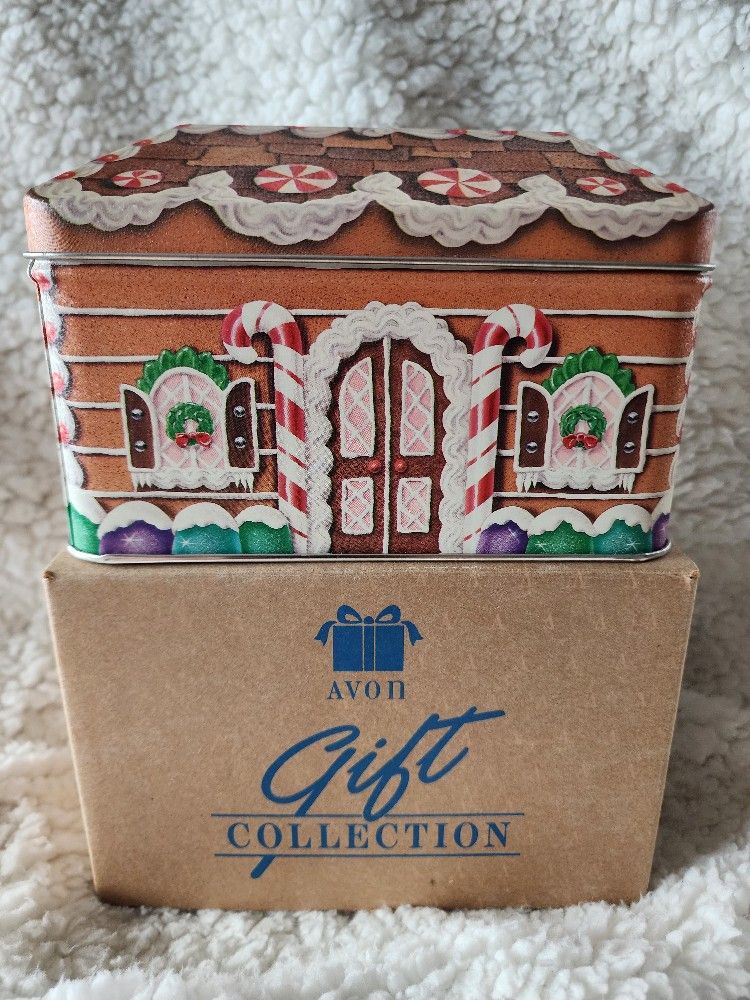 Avon Peppermint Gingerbread House Tin 