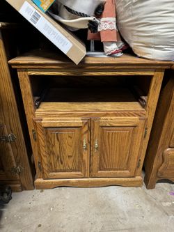 Cabinet wood oak drawers end table cupboard