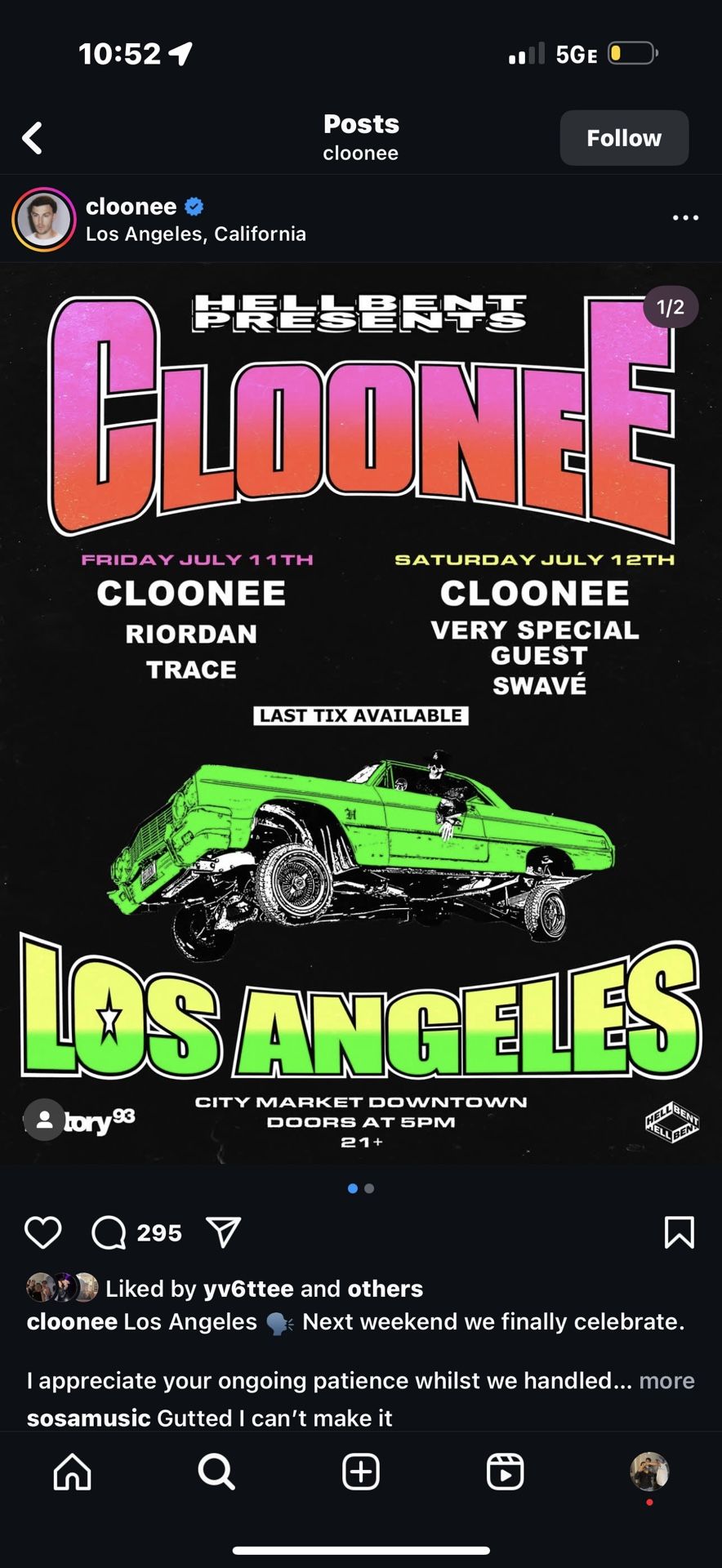 2x Friday Cloonee Tickets