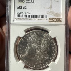 1885 CC Morgan Silver Dollar NGC MS62