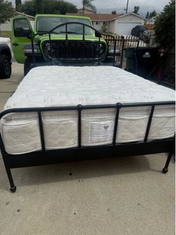 Queen Iron bed with good mattress