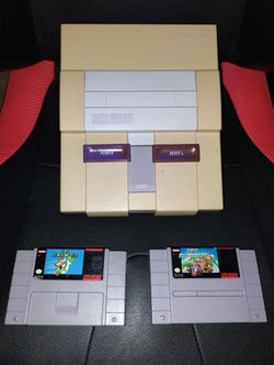 Super Nintendo SNES Games Console And Games Mario Collection Bundle Video Game Set