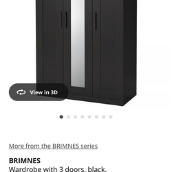 IKEA Brimnes Wardrobe, 3 doors black