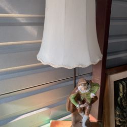 Antique Spain Porcelain Figural Lamp Signed 