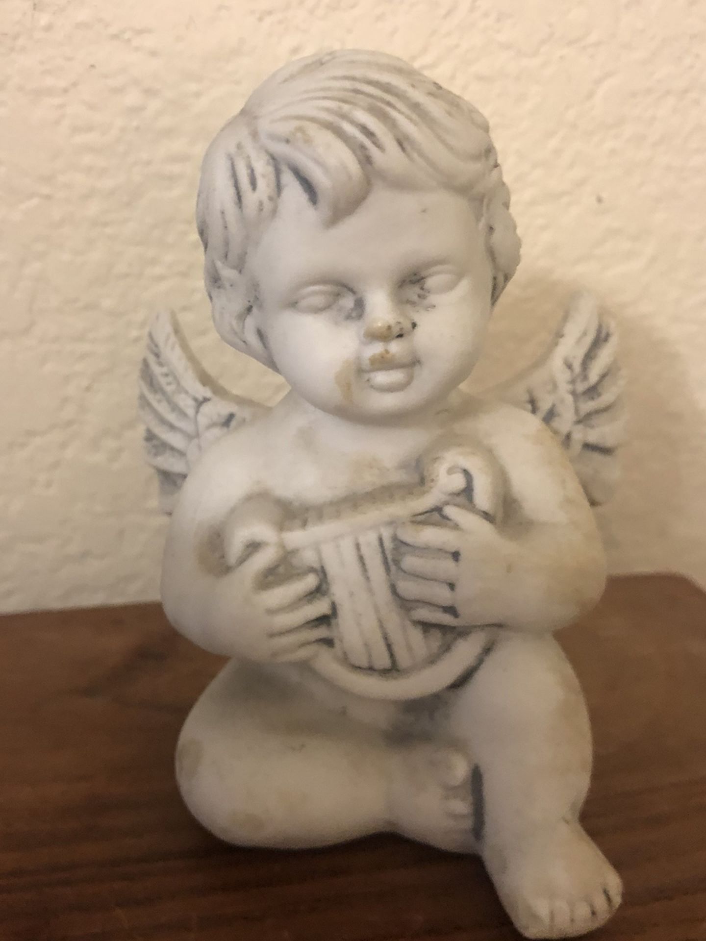White Resin Angel With An Arp