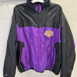 Vintage G-III Carl Banks LA Lakers Windbreaker/Fleece Reversible Jacket Sz XL