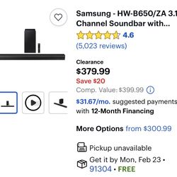 Samsung Soundbar With Subwoofer HW-B650/ZA - Black