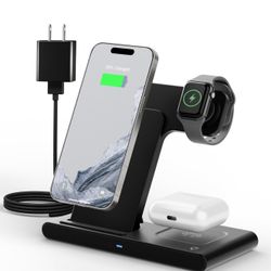 New Launch 3in1 Wireless Fast Charger for Charger Desk Stand Multiple Devices for iPhone 16-12 Pro Max for Apple Watch and AirPods Ultra Series - Offi