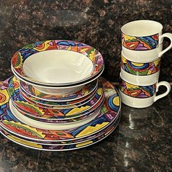 Vintage 1980’s Rialto Bright Riviera/Van beers by Signature Houseware 14 pcs