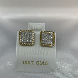 10 K Gold Diamond Earrings. New.