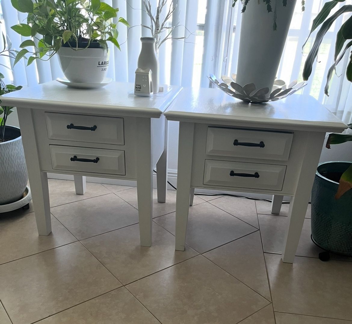 Refurbished Solid Wood End Tables. Width 26” X 26” Height 26”
